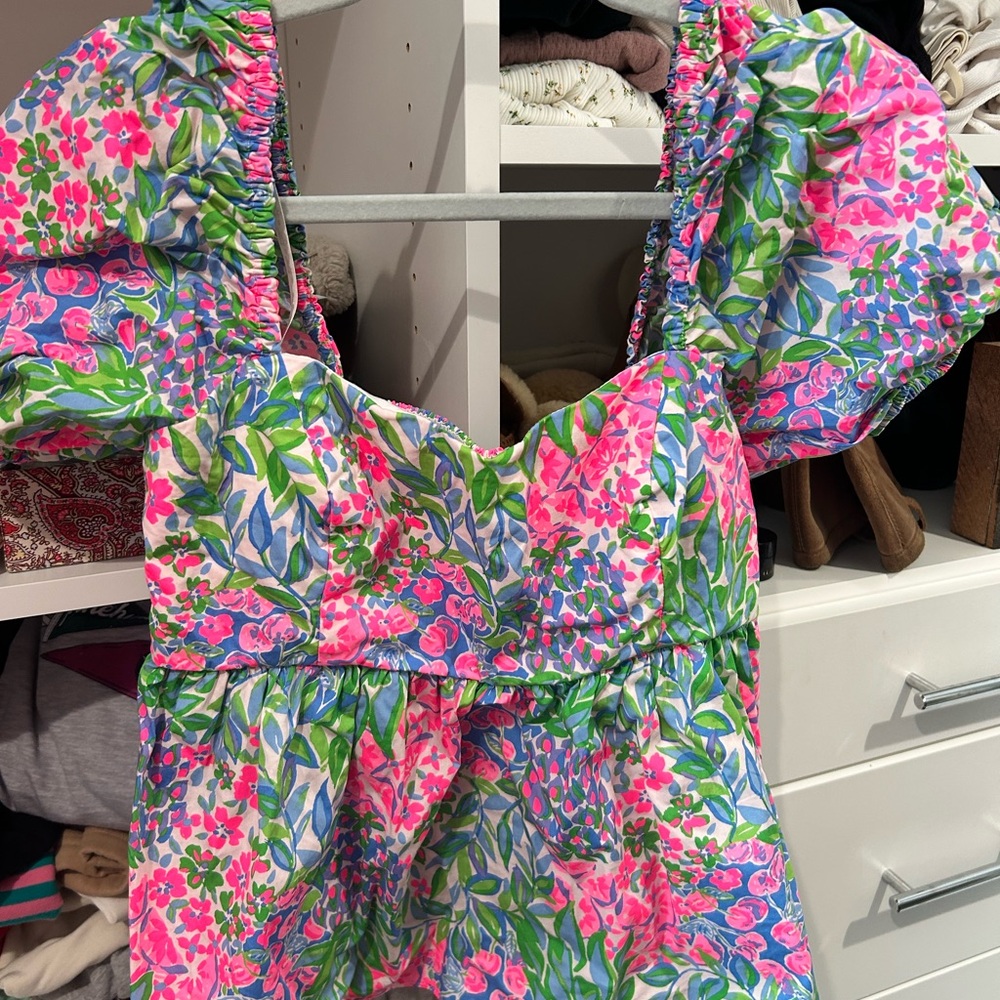 Lilly Pulitzer Floral Top with Puff Sleeves